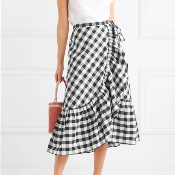 j crew gingham wrap skirt